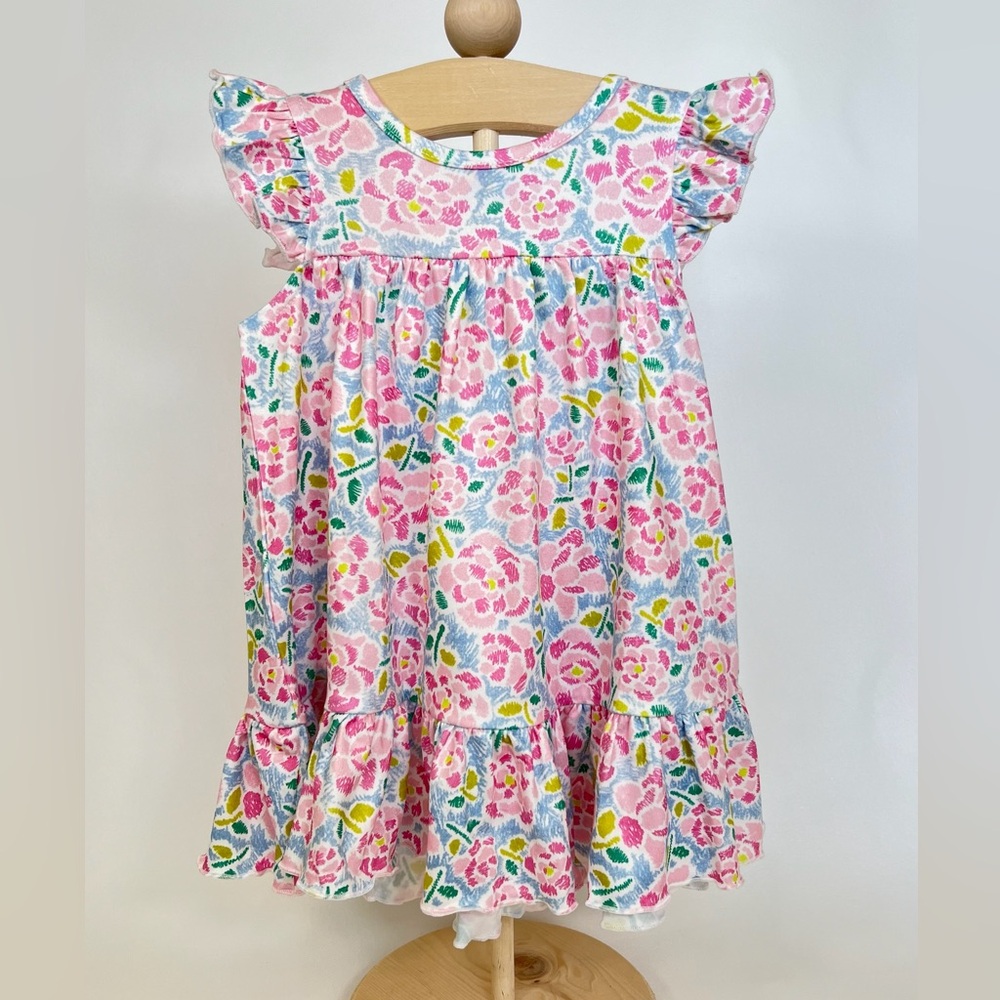 NWOT Girls Floral Ruffle Casual Dress - Pink Multi